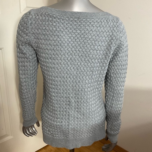 LL Bean Women Sweater Size Xsmall Cotton Long Sleeve Pullover Basket Weave Gray - Picture 3 of 10